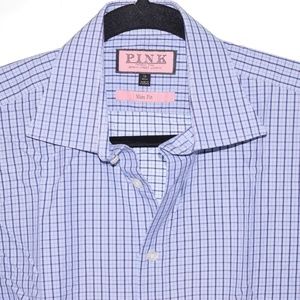 Thomas Pink 16 Slim Fit Blue White Navy Plaid